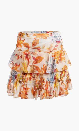 Floral Ruffled Mini Skirt