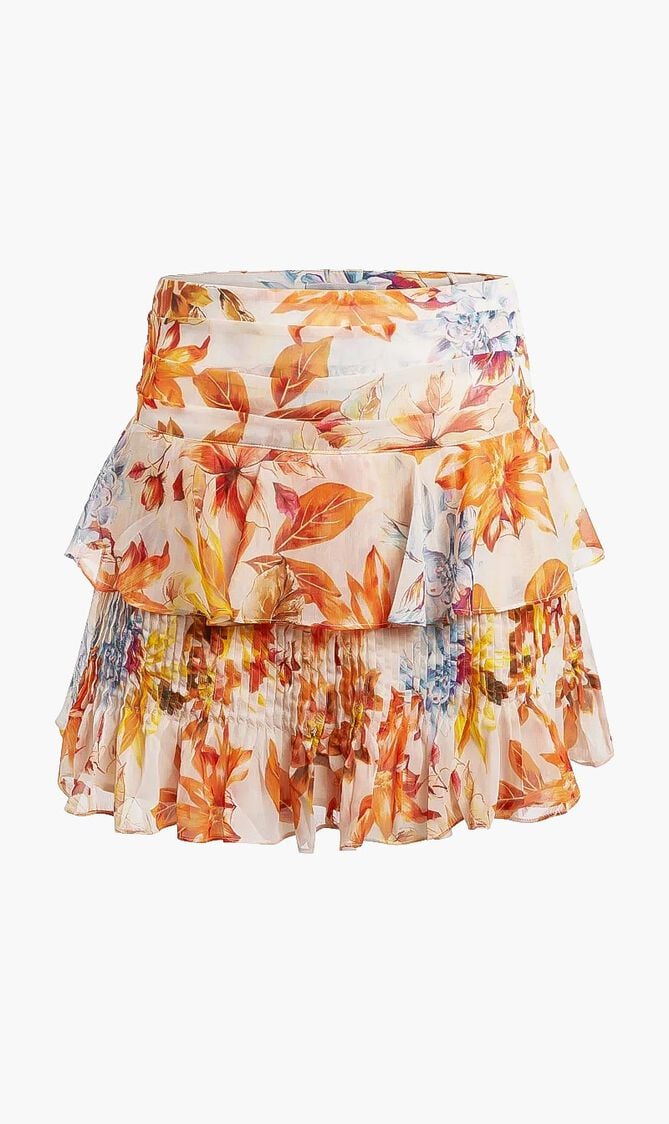 Floral Ruffled Mini Skirt
