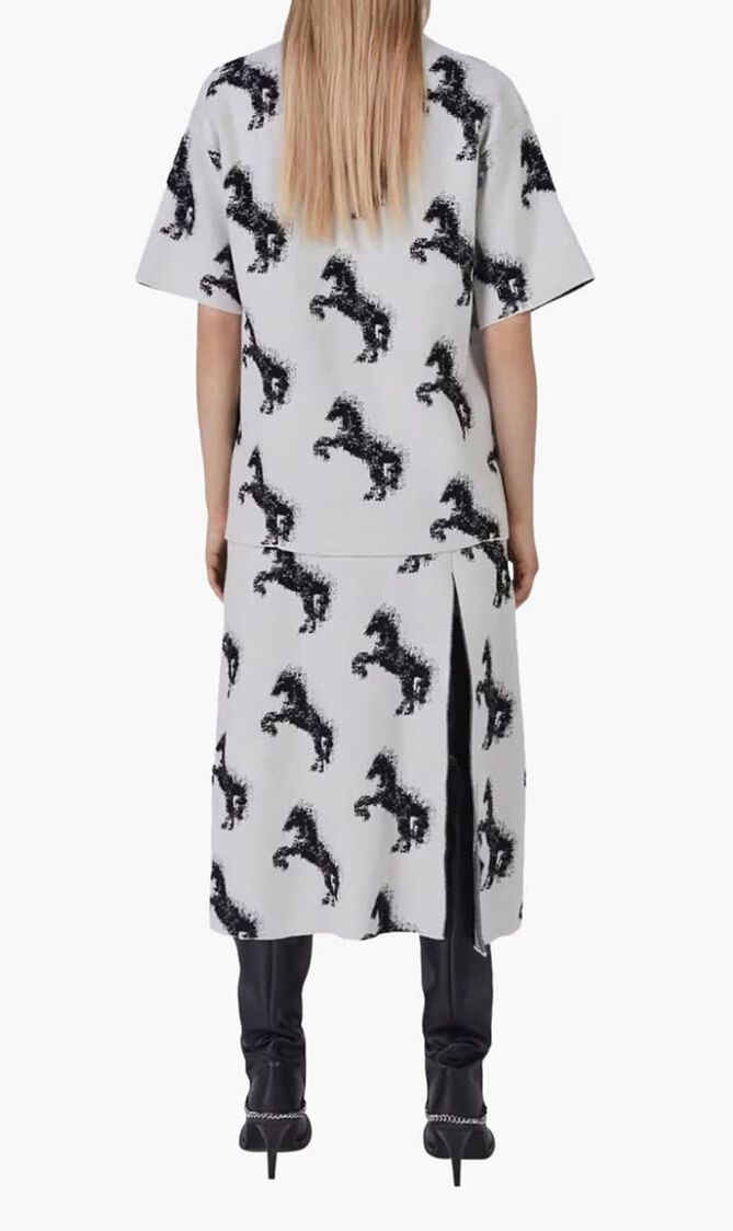 PIXEL HORSE WOOL JAQUARD SKIRT