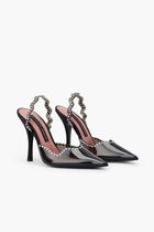 Pvc Sling-Back High Heel+Crystal