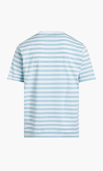 T-SHIRT STRIPED JERSEY FABRIC + EMBROIDERED VERSACE NAUTICAL EMBLEM