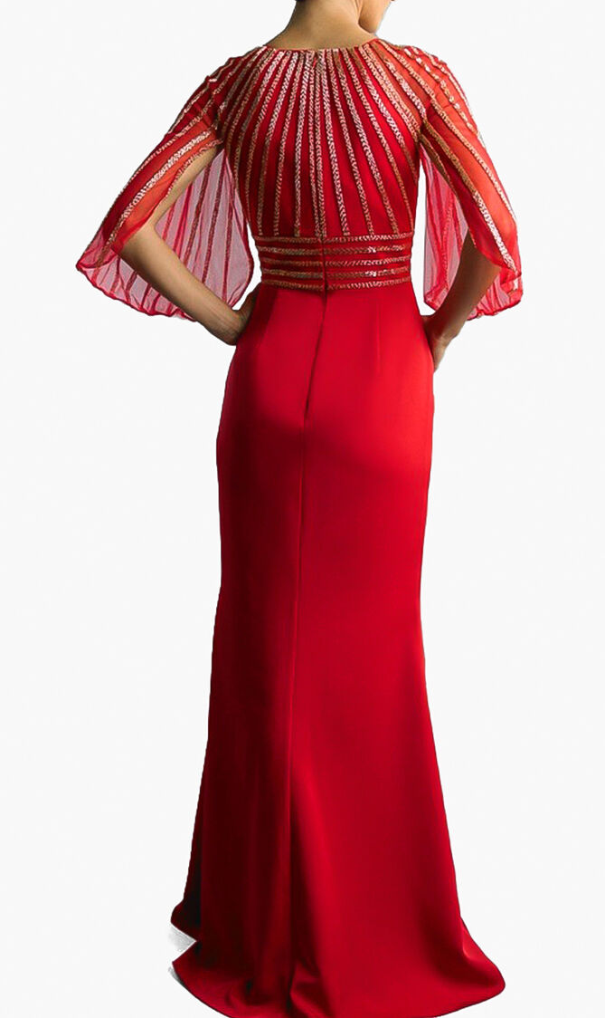 One Shoulder Sequin Striped Gown One Shoulder Sequin Striped Gown