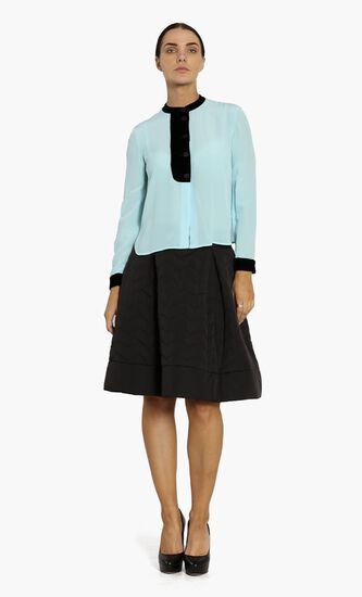 Contrast Velour Trim Shirt