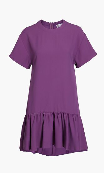 Flared Hem Crepe Dress