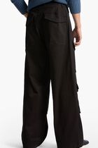 Stretch Cotton Wide-Leg Cargo Pants