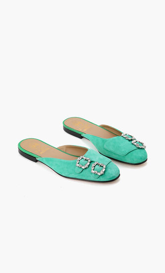 Crystal Buckle Mules