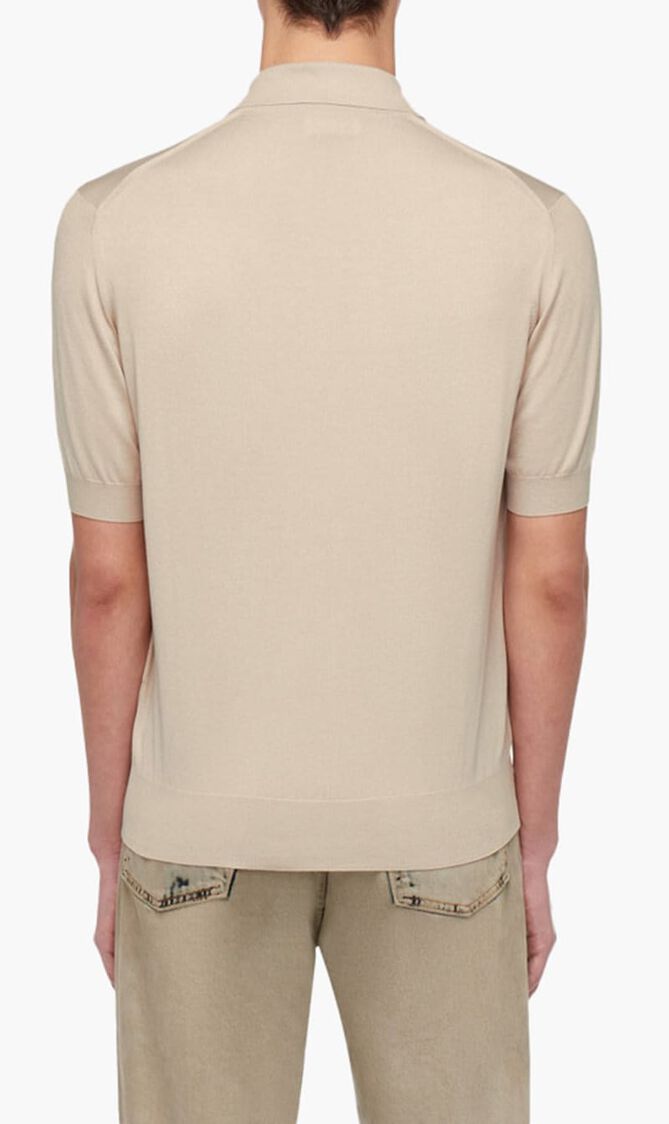 Short Sleeved Silk Blend Polo Shirt