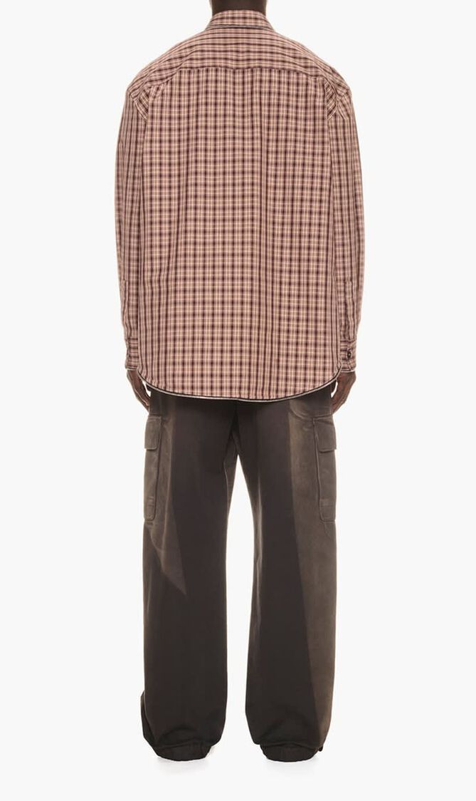 OW EMB CHECKCOTT ZIP SHIRT FIG GREY FIG