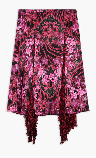 SKIRT ALLOVER ORCHID PRINT SATIN FABRIC