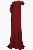 Salmon Long Crepe Back Satin Evening Dress