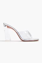 Bella Glass Slipper Pvc Transparent + White Crystals 95 Mm Block Plexi Heel