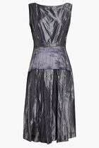 AVP CUT SLEEVE SILK DARK GREY MIDI DRESS