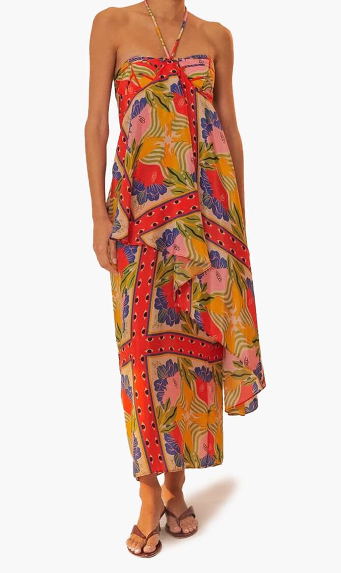 Sand Surreal Scarf Sleeveless Maxi Dress