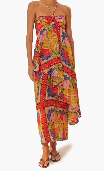 Sand Surreal Scarf Sleeveless Maxi Dress