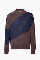 WOOL HALF ENGLISH RIBLONG SLEEVES ROUND-NECK