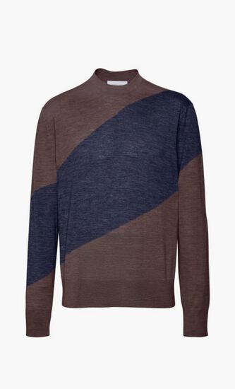 WOOL HALF ENGLISH RIBLONG SLEEVES ROUND-NECK