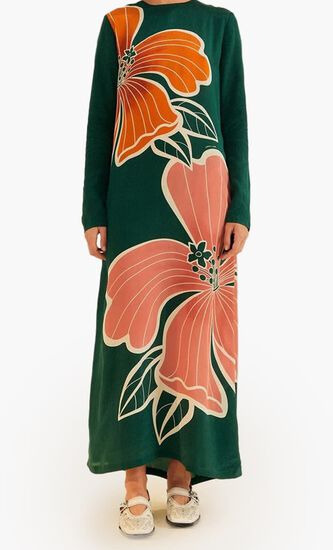 Flowers Long Sleeve Maxi Dress