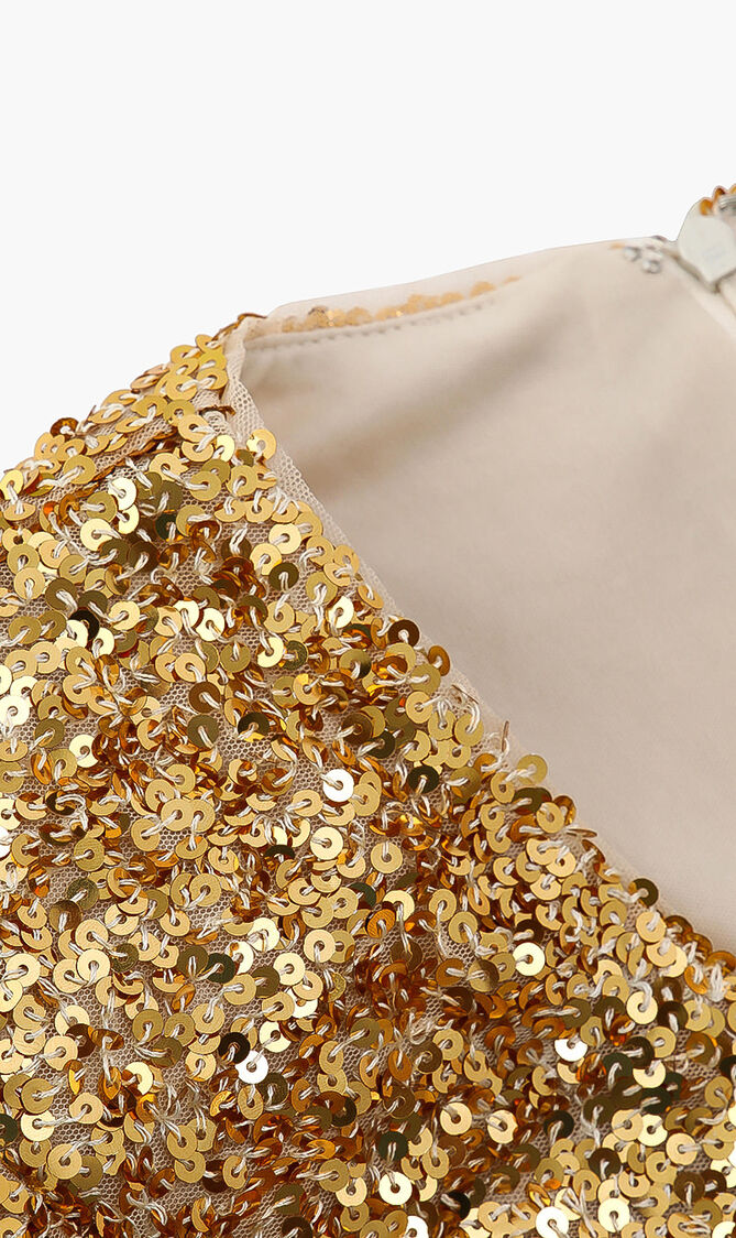 Draped Sequin Cocktail Dress