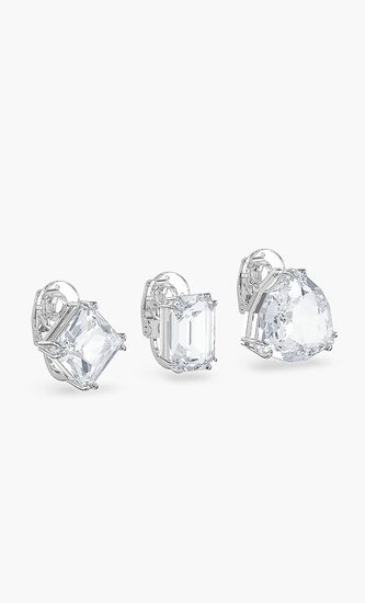 Millenia Clip Earring, Single, Set, White, Rhodium Plated