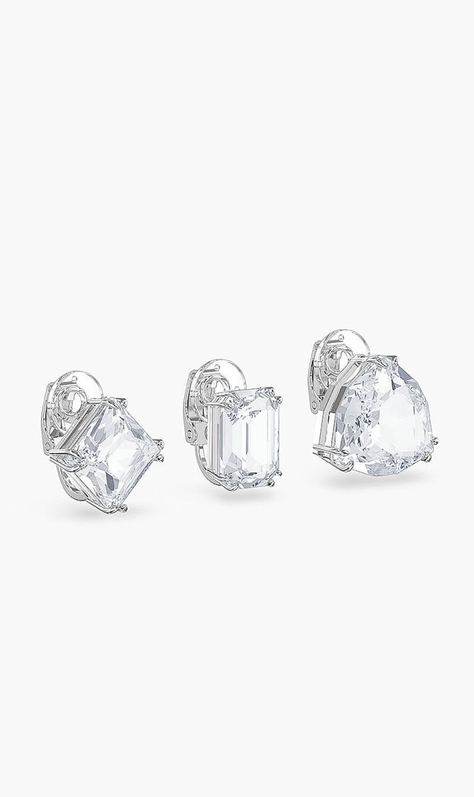 Millenia Clip Earring, Single, Set, White, Rhodium Plated