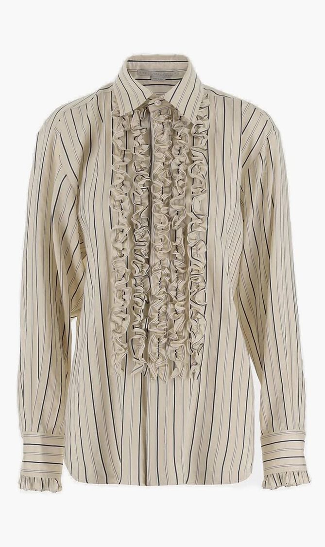 Ruffle Detailed Striped Shirt