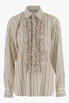 Ruffle Detailed Striped Shirt