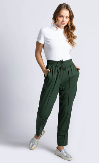 Overstitched Pleats Flowing Urban Sweatpants
