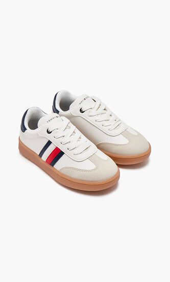 Stripe Low Cut Lace-Up Sneaker Beigeoff Whiteblue