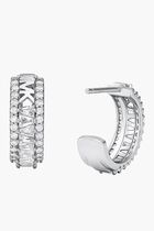 Tapered Baguette And Pave Huggie Earring Brass