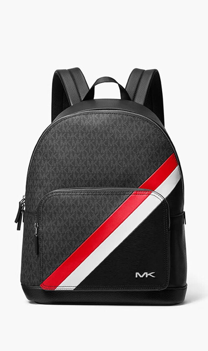Cooper Logo Stripe and Faux Leather Backpack