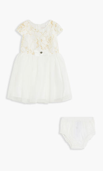 SET MIXED FABRIC SS DRESS+PANT