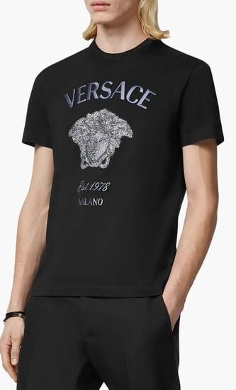 T-SHIRT COMPACT COTTON JERSEY FABRIC + MAXI MEDUSA BRANDING EMBROIDERY