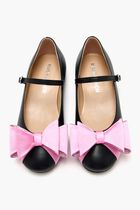 LE CADEAU BLACK AND PINK SATIN MINI BALLERINA