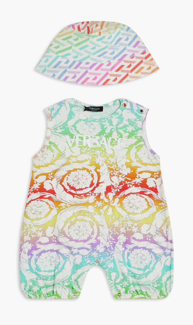 NU GIFT SET 2 PC ROMPER HAT AO MULTICOLOR BAROCCO GRECA