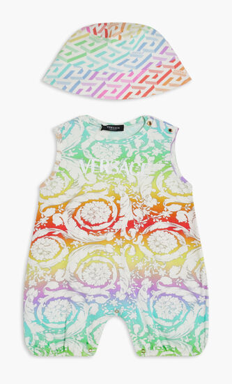 NU GIFT SET 2 PC ROMPER HAT AO MULTICOLOR BAROCCO GRECA