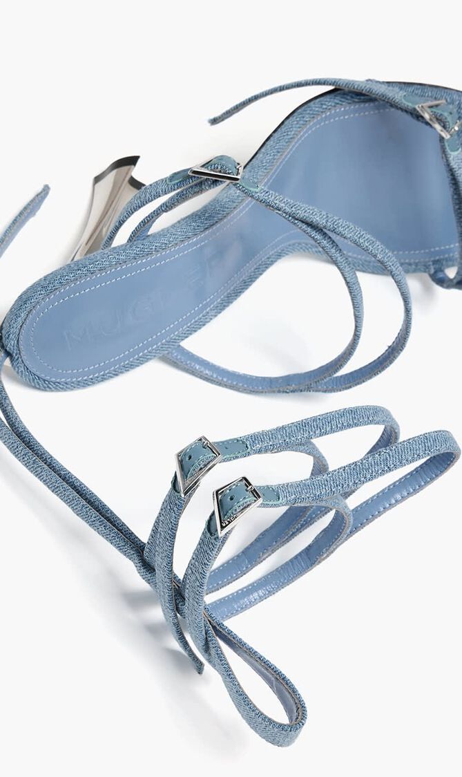 Strappy Denim Fang Sandals