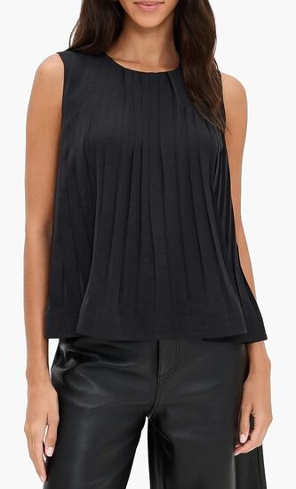 Pleated A Line Crew Neck Top