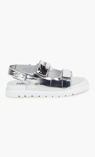 Logo Print Metallic Sandals