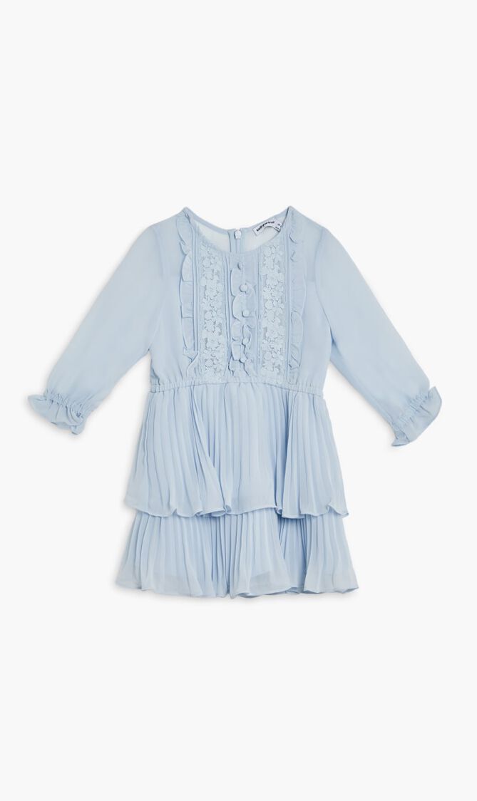 BLUE CHIFFON RUFFLE MINI DRESS