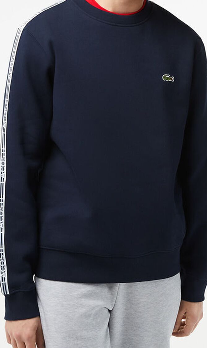 Classic Fit Logo Stripe Flannel Jogger Sweatshirt