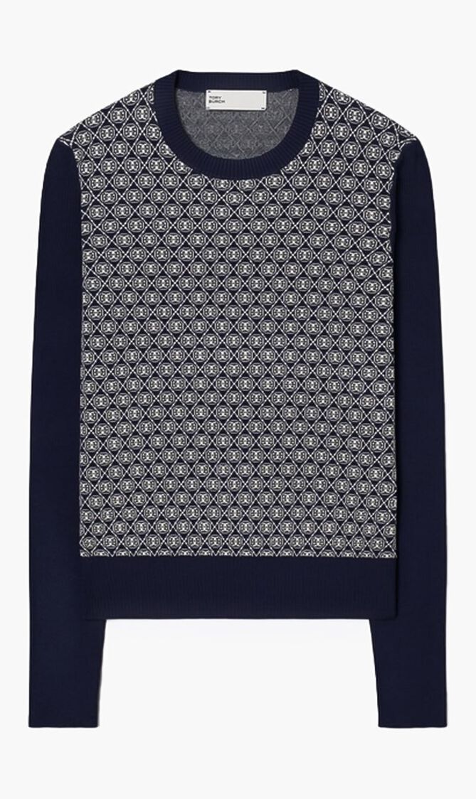 TORY SPORT T MONOGRAM TECH KNIT SWEATER