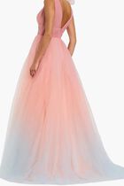 Ruffle Shoulder Ombre Tulle Ball Gown