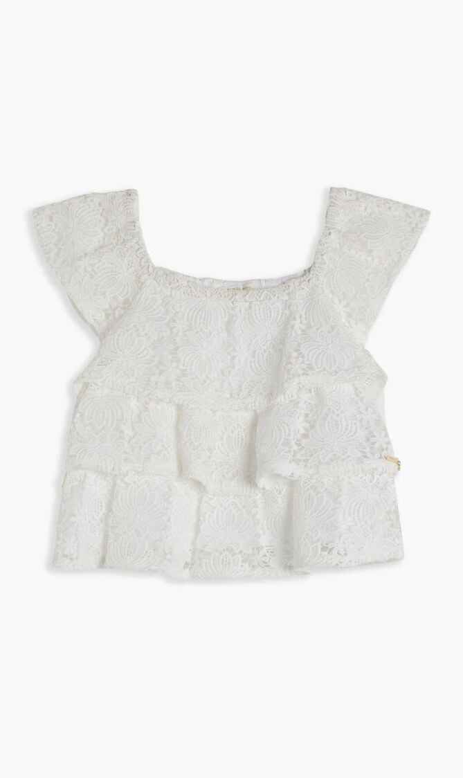LACE SS TOP WFLOUNCE