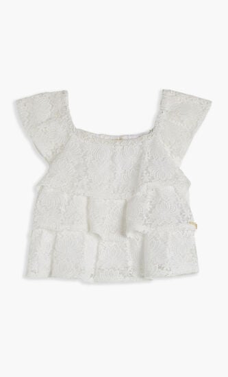 LACE SS TOP WFLOUNCE