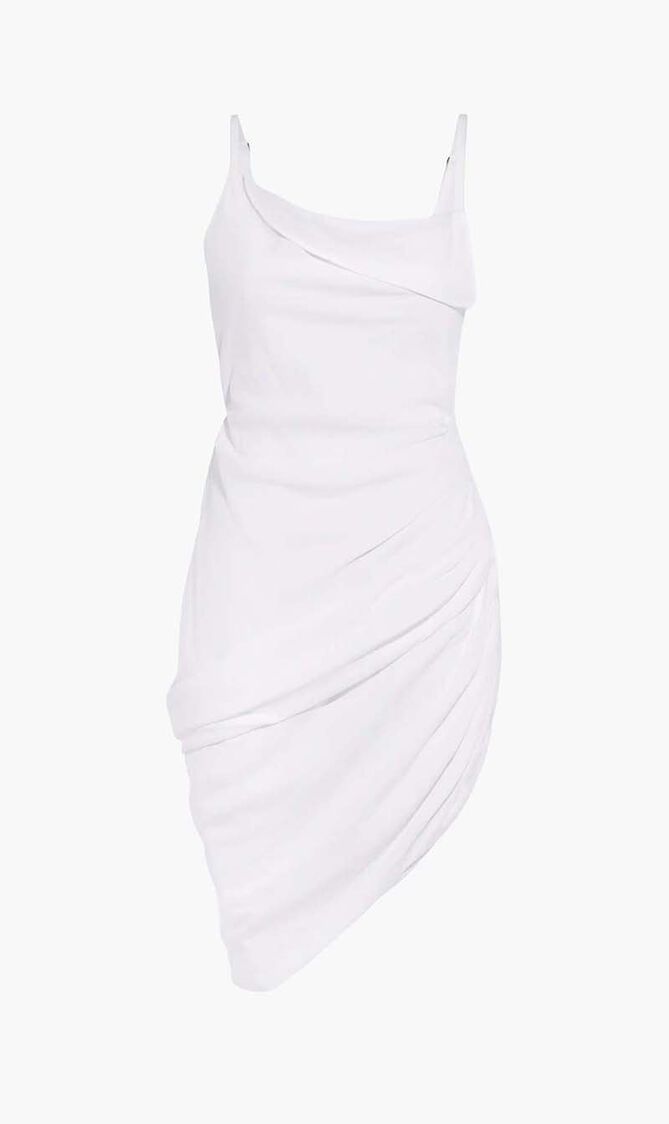 Asymmetric Draped Mini Dress