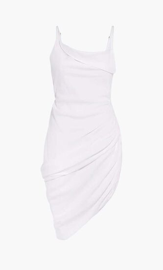 Asymmetric Draped Mini Dress