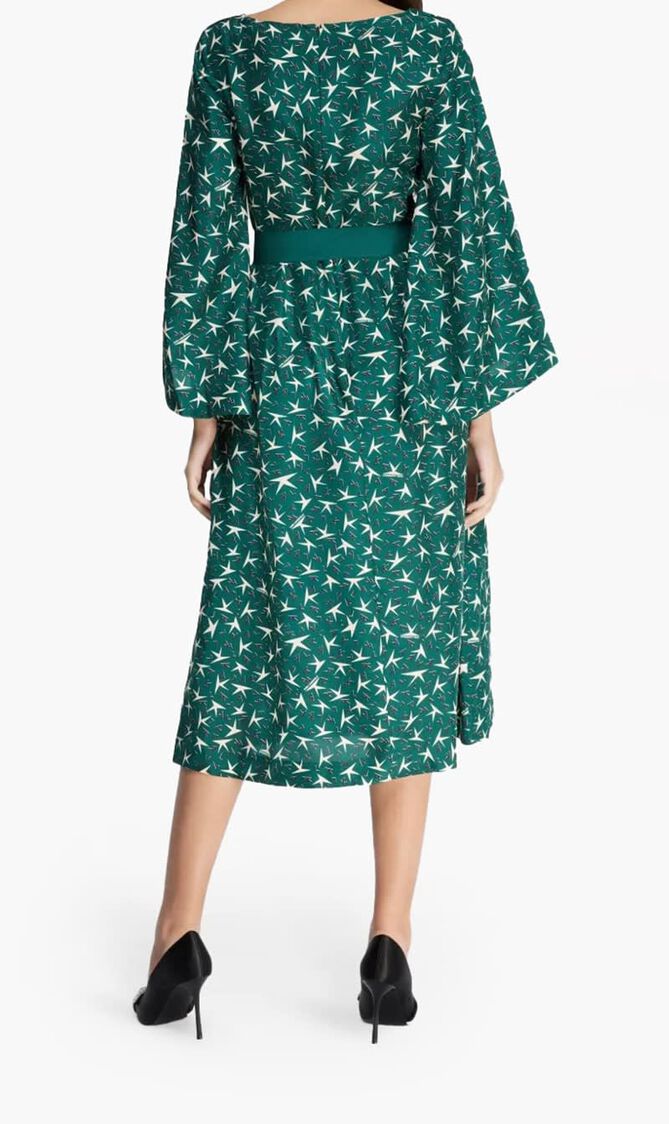 Logo Print Silk Midi Dress