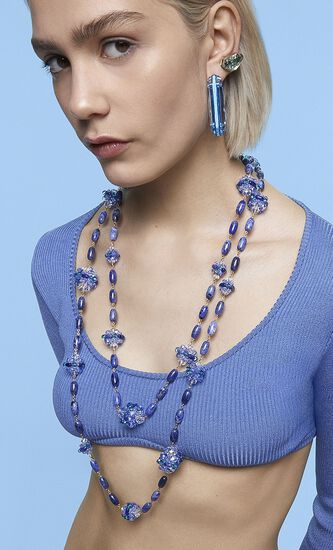 Somnia Necklace, Blue, Extra Long, Gold-Tone Plated