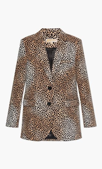 Cheetah Print Stretch Crepe Blazer