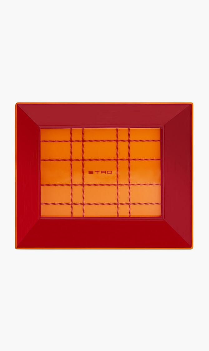 Tartan Trinket Tray Rectangular Small Red